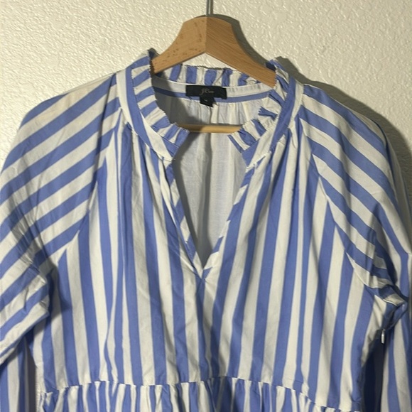 Tiered Popover Dress In Stiped Cotton Poplin - Picture 4 of 8